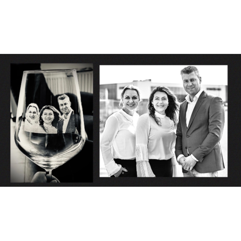 Champagneglas met gravure